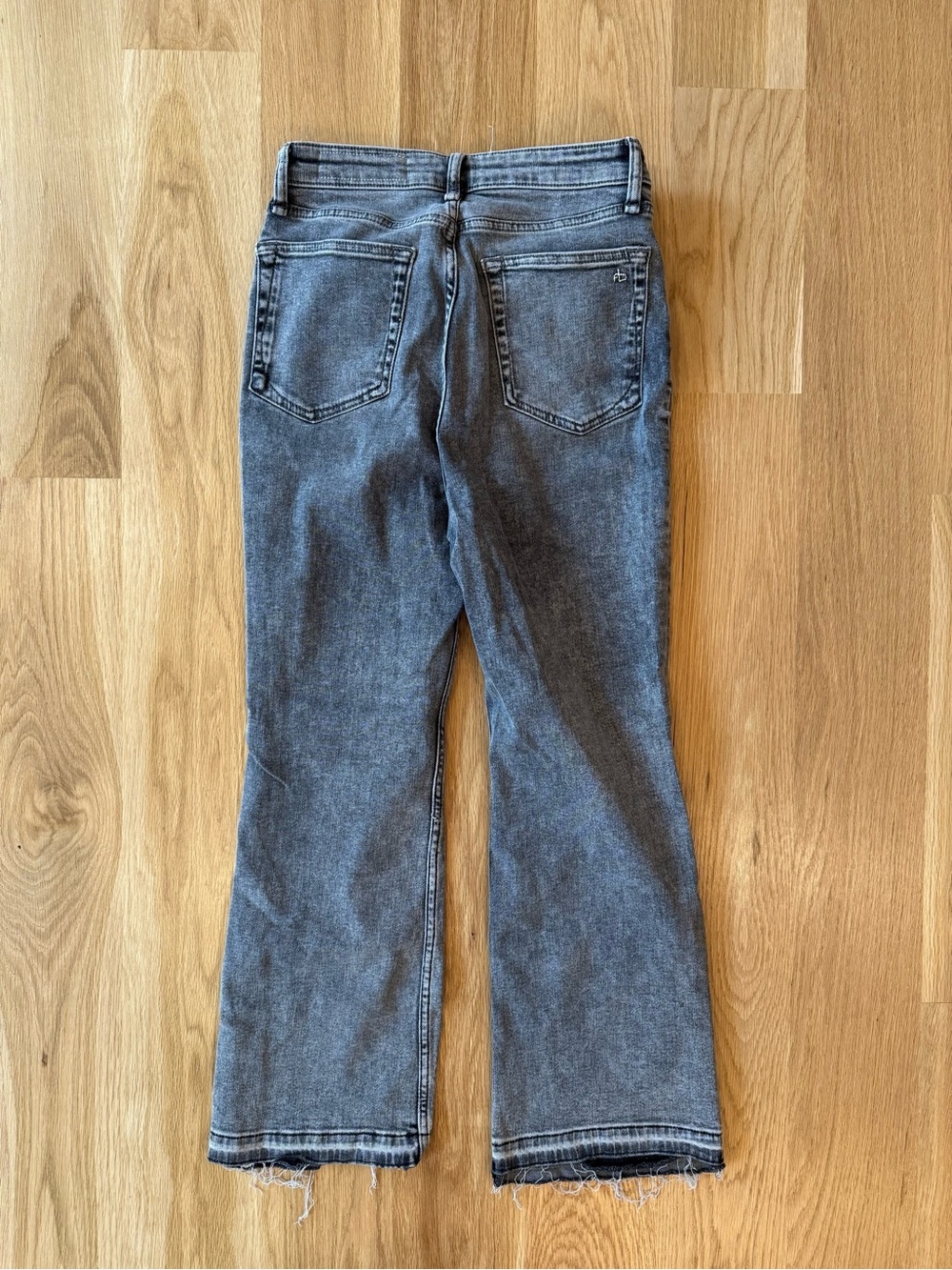 rag & bone Casey High Rise Ankle Flare in Gray with Raw Hem - Picture 6 of 7